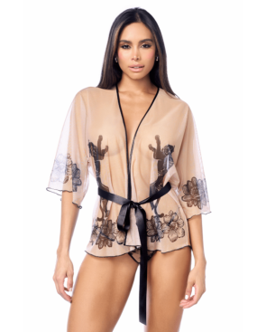 peignoir nude transparent et floral