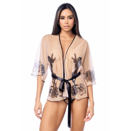 peignoir nude transparent et floral