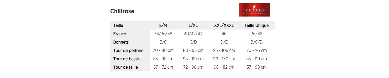 guide des tailles chilirose